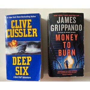 2 Books Clive Cussler Deep Six & James Grippando Money to Burn